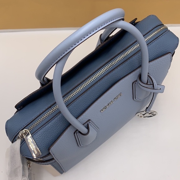 MICHAEL KORS Mercer Md Top Zip Color-Block Belted Satchel Crossbody Purse MK - Picture 10 of 15